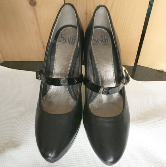 SOFFT Black Mary Jane Leather Heels Patent Straps Heels and 1/2" platform, 8 M - Picture 2 of 8